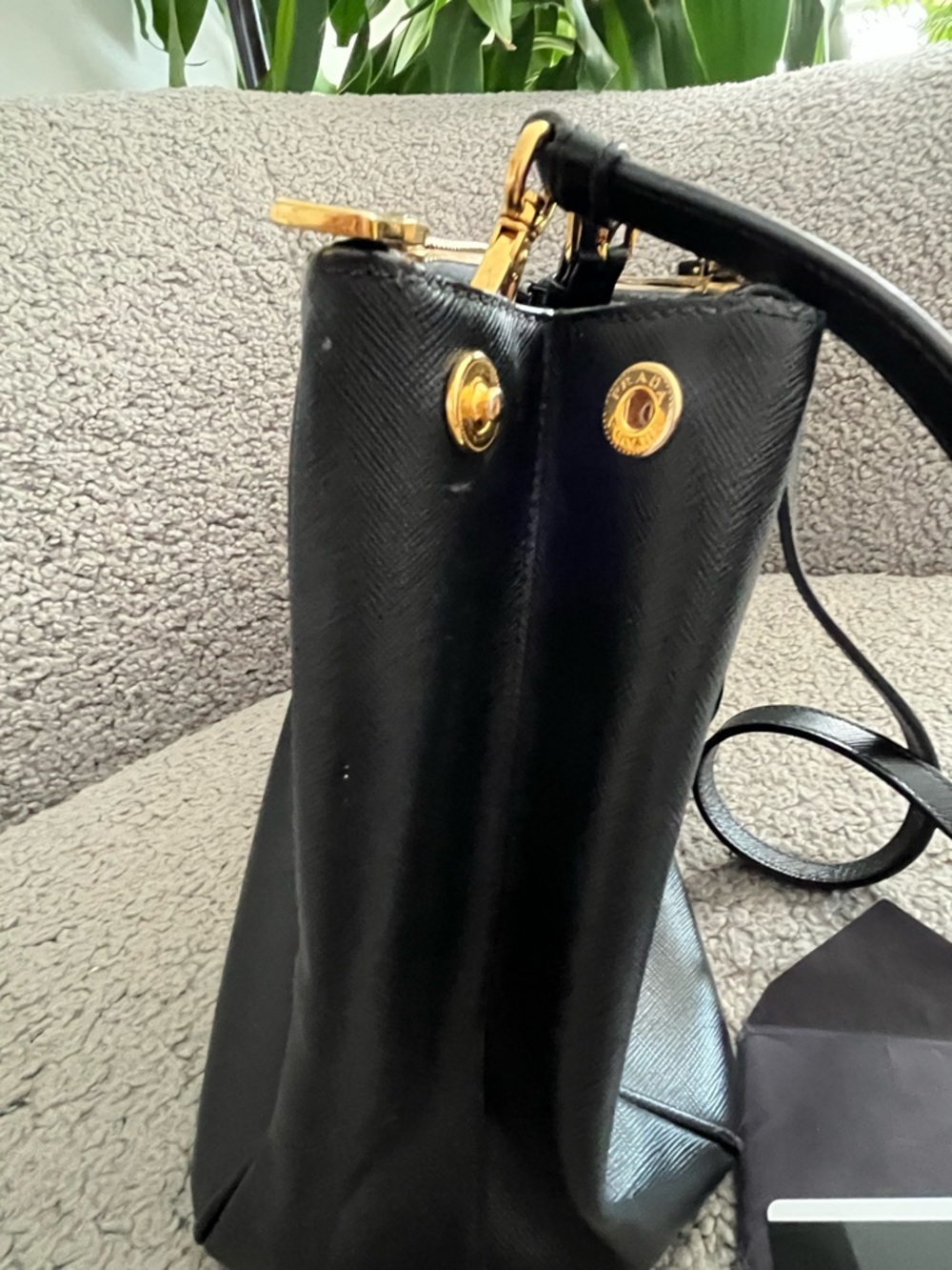 Prada Black Saffiano Satchel with Gold Hardware - Picture 4 of 6
